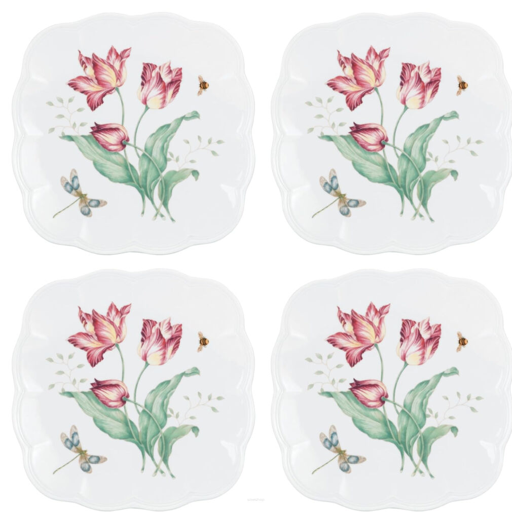 Zestaw 4 talerzy kwadratowych 24 cm Butterfly Meadow